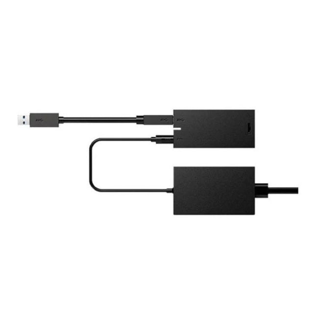 RV77 Kinect 2.0 USB Adapter for Xbox One and Windows PC shown as black cable and power brick connecting Kinect to Xbox One or Windows PC