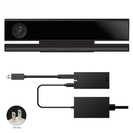 RV77 Kinect 2.0 USB Adapter for Xbox One and Windows PC connected to Kinect sensor and power supply, USB adapter for Xbox One and Windows PC