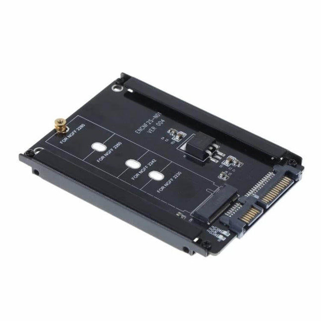 Metal Case M.2 NGFF SSD Adapter for 2.5 Inch SATA Conversion - black metal enclosure showing M.2 to 2.5" SATA adapter board