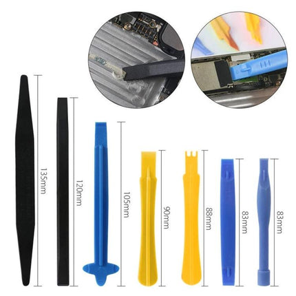 21-Piece Mobile Phone Repair Tool Kit for iPhones and Tablets showing plastic pry tools and tweezers for screen and battery repair