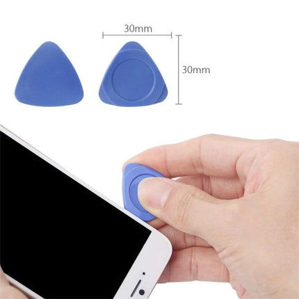 21-Piece Mobile Phone Repair Tool Kit for iPhones and Tablets - blue plastic triangle pry tool used to open smartphone screen (30mm)
