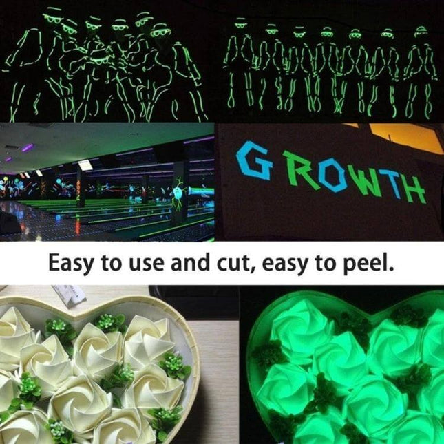 Self-Adhesive Reflective Luminous Tape for Safety Marking, 20mm x 3m - PVC glow tape for stairs, pathways, tools, easy-cut self-adhesive safety marking
