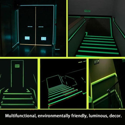 Self-Adhesive Reflective Luminous Tape for Safety Marking, 20mm x 3m applied on stairs, handrails and doorways to improve visibility in low-light