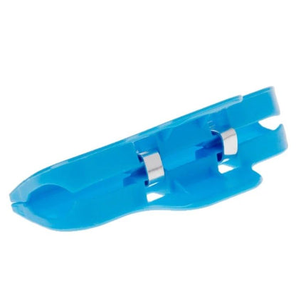 Set of 10 Plastic Clips for Mobile Phone Screen Repairs - blue plastic repair clip holding phone screen during adhesive cure