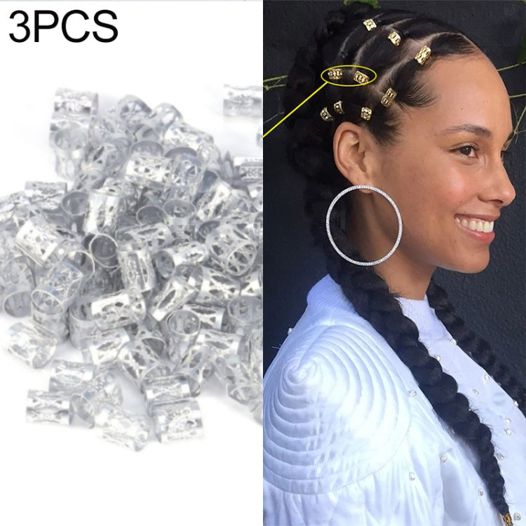 Lot de 3 accessoires pour cheveux en perles de riz en aluminium pour dreadlocks