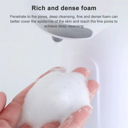 Household Automatic Foam Soap Dispenser for Daily Hand Washing dispensing rich dense foam into a hand for hygienic touchless cleaning