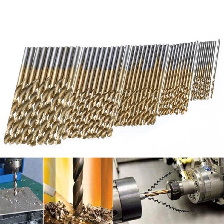 50 PCS/Set Titanium Coated Drill Bits High Speed Steel Drill Bit Set Power Drilling Tools, 50 PCS/Set Drill Bits - Syndmart