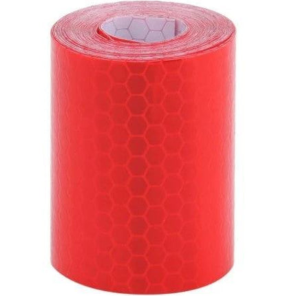 Reflective Safety Tape for Vehicles and Road Warnings - red high-visibility roll with honeycomb reflective pattern for trucks, trailers, and signs