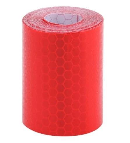 Reflective Safety Tape for Vehicles and Road Warnings - red high-visibility roll with honeycomb reflective pattern for trucks, trailers, and signs
