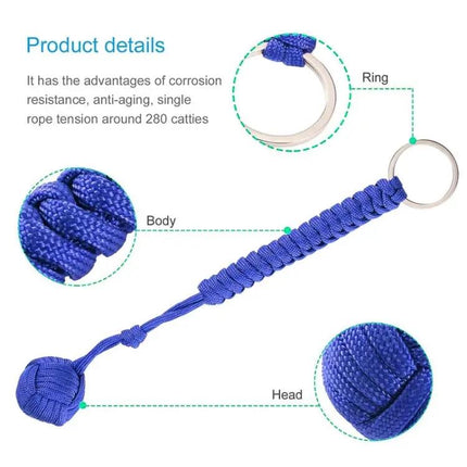 Black Steel Monkey Fist Lanyard for Everyday Protection | Syndmart