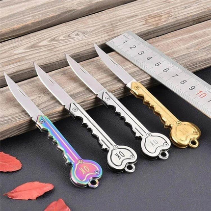 Practical Foldable Mini Key Knife for Outdoor and Everyday Tasks - slim key-shaped folding pocket knife for hikers and daily package opening, compact