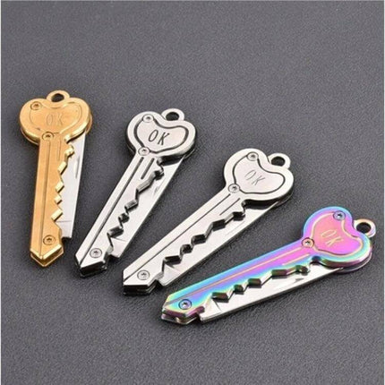 Practical Foldable Mini Key Knife for Outdoor and Everyday Tasks - compact foldable key-shaped mini knife for hiking, camping, and daily package opening