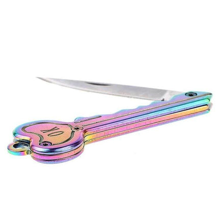 Practical Foldable Mini Key Knife for Outdoor and Everyday Tasks - rainbow compact folding key-shaped pocket knife for cutting rope and opening packages
