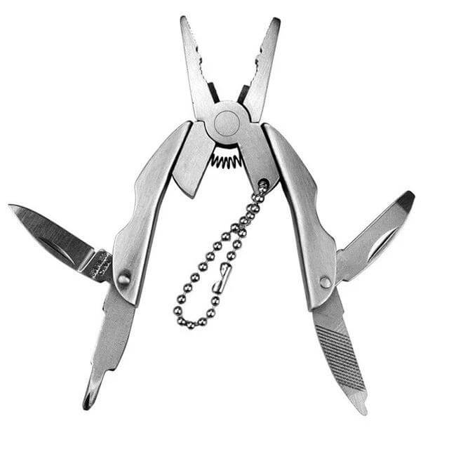 Portable Multifunction Folding Plier Keychain For Everyday Carry stainless steel folding plier with screwdriver knife and keychain for quick repairs