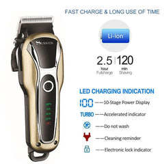 Surker SK-803 Powerful LCD Hair Clipper - Versatile Plug-in & Cordless Electric Trimmer