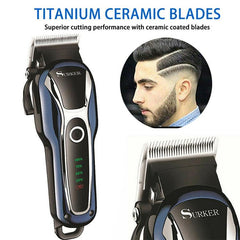 Surker SK-803 Powerful LCD Hair Clipper - Versatile Plug-in & Cordless Electric Trimmer