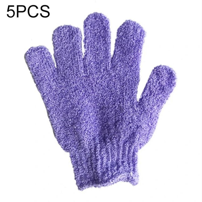 Colorful Shower Gloves for Daily Body Exfoliation and Massage - purple soft sponge exfoliating glove for shower massage, 5pcs