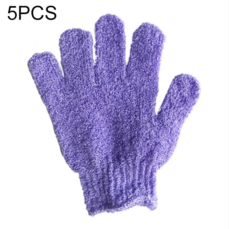 5 PCS Shower Bath Gloves Exfoliating Spa Massage Scrub Body Glove, Purple, Green, Blue, Orange, Red