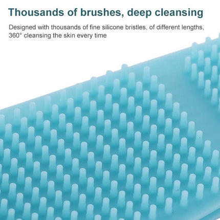 A Silicone Bath Brush for Everyday Skin Care Routines showing close-up of thousands of fine silicone bristles for deep cleansing
