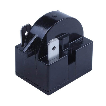 PTC Starter Relay for Refrigerator Use, 3-Pin Connection - black plastic replacement relay for compressor start, 3-pin DIY swap