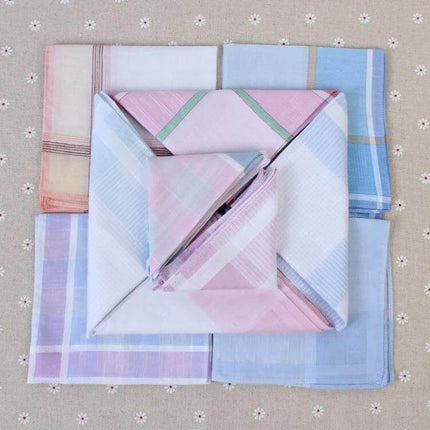 Alt Tag: Men's Multicolor Plaid Pocket Square For Everyday Wear 38x38 cm folded pastel plaid cotton accessory