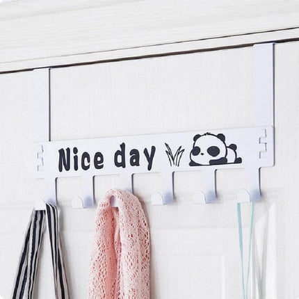 Cartoon Wall-Mounted Coat And Bags Door Hook For Home - white panda 6-hook overdoor rack for coats bags scarves and umbrellas