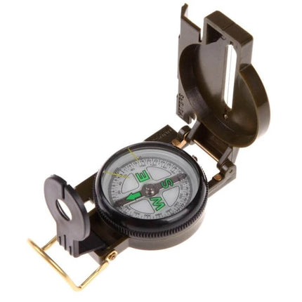 Portable Folding Army Green Lens Compass For Camping And Hiking - compact foldable handheld compass with sighting lens and mirror for navigation