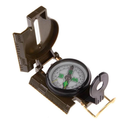 Portable Folding Army Green Lens Compass For Camping And Hiking - compact foldable handheld compass for trail navigation