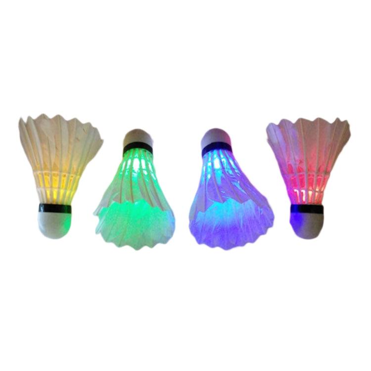 Multi-Color LED Goose Feather Badminton Set - 4 in 1 Durable Light-Up Shuttlecocks