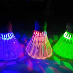 Multi-Color LED Goose Feather Badminton Set - 4 in 1 Durable Light-Up Shuttlecocks