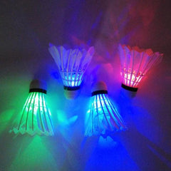 Multi-Color LED Goose Feather Badminton Set - 4 in 1 Durable Light-Up Shuttlecocks