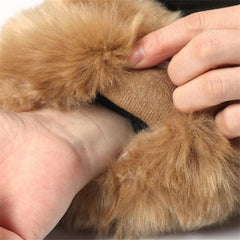 Faux Rabbit Fur Dual-Function Wrist Sleeves - Water-Resistant and Stylish