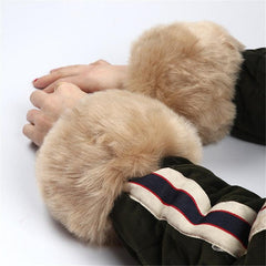 Faux Rabbit Fur Dual-Function Wrist Sleeves - Water-Resistant and Stylish