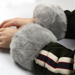 Faux Rabbit Fur Dual-Function Wrist Sleeves - Water-Resistant and Stylish