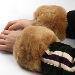 Faux Rabbit Fur Dual-Function Wrist Sleeves - Water-Resistant and Stylish