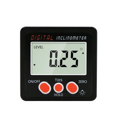 Digital LCD Inclinometer with Magnet - 4 x 90 Degree Protractor Angle Box