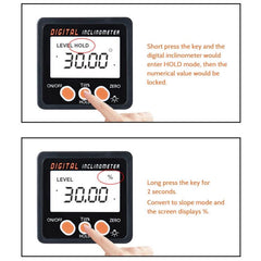 Digital LCD Inclinometer with Magnet - 4 x 90 Degree Protractor Angle Box