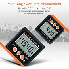 Digital LCD Inclinometer with Magnet - 4 x 90 Degree Protractor Angle Box