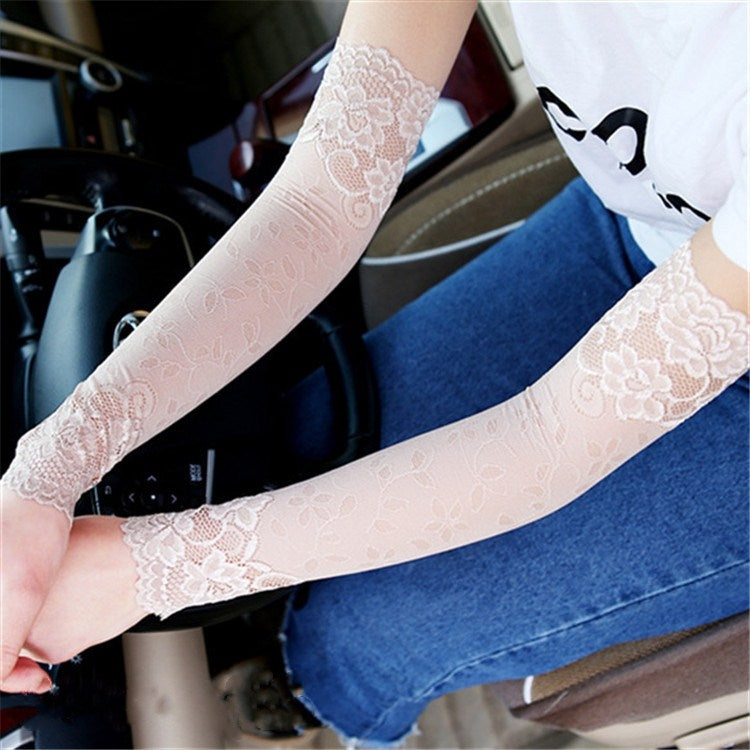 Lace Cuff Sunscreen Sleeves for Women - Lightweight UV Protection, One Size Fits Most