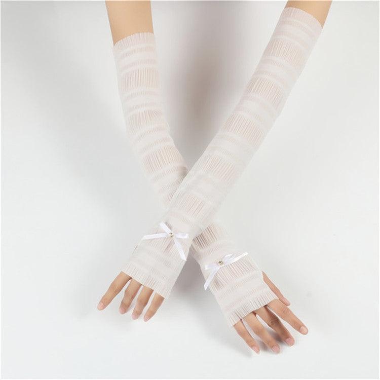 Ice Silk Summer Sun Protection Cuffs with Diamond Accent - UV Shielding Sleeves, Pair