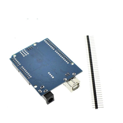 Versatile Development Board for DIY Electronics Projects showing USB port, power jack and header pins for R3-compatible prototyping