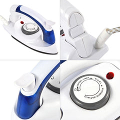 Compact Travel Steam Iron with Foldable Design and Teflon Baseplate - 3 Heat Settings for Home and On-the-Go Use