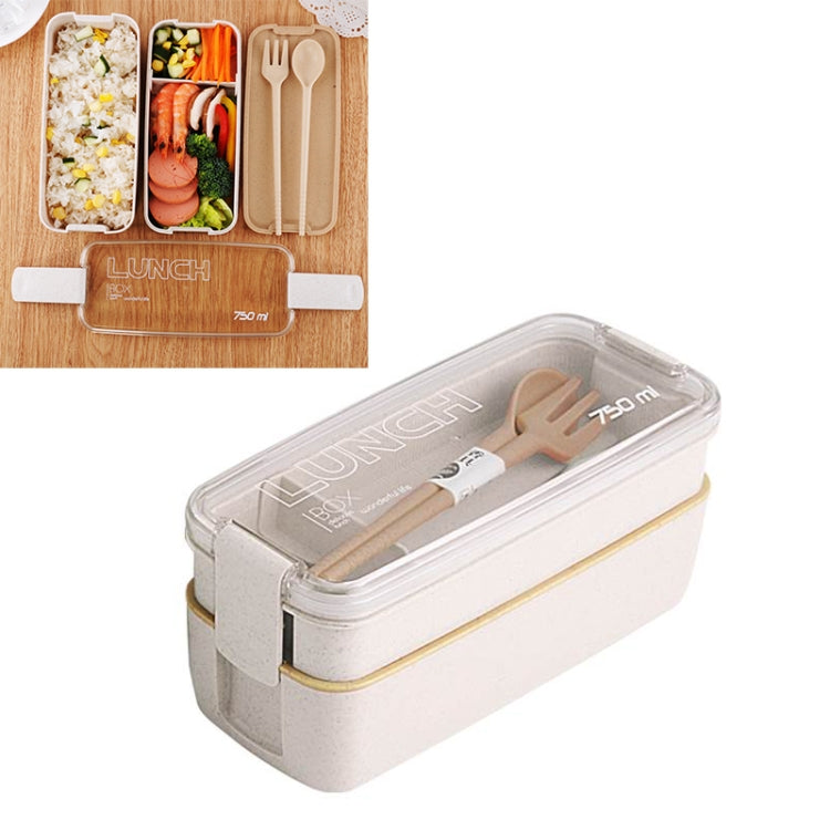 750ml Healthy Material Wheat Straw 2 Layer Lunch Box Dinnerware Food Storage Bento Container Microwave Lunchbox