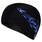 Spandex Swimming Cap(Blue Fire on Black) / Blue Fire on Black