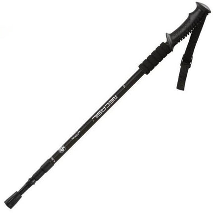 Necasil Three Section Aluminum Trekking Pole Black with plastic handle, foam grip, adjustable shaft and carbon steel tip for hiking