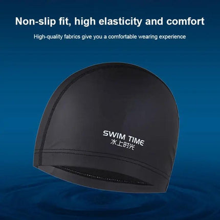 PU Coated Waterproof Enlarged Swim Cap For Adults Black | Syndmart