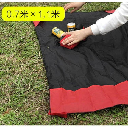 Pocket Picnic Mat 70x110cm Ultra Thin Folding Waterproof black and red lightweight mat folded with handle on grass