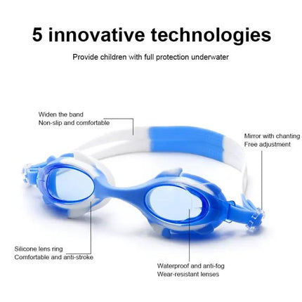 Kids 4-in-1 Swim Set Silicone Goggles Printed Cap Earplugs | Syndmart