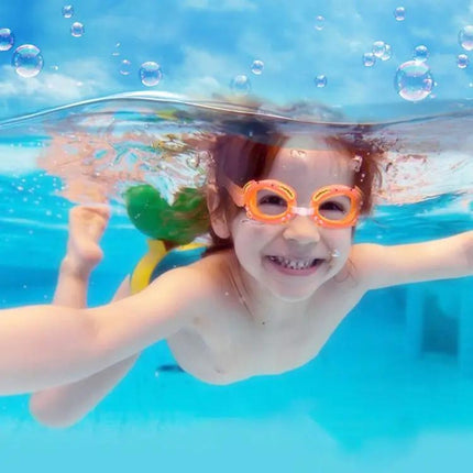 Kids 4-in-1 Swim Set Silicone Goggles Printed Cap Earplugs | Syndmart