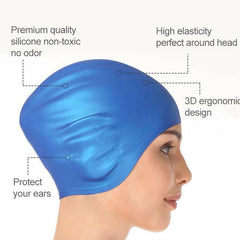 Silicone Waterproof Swim Cap for Adults - Solid Color Options